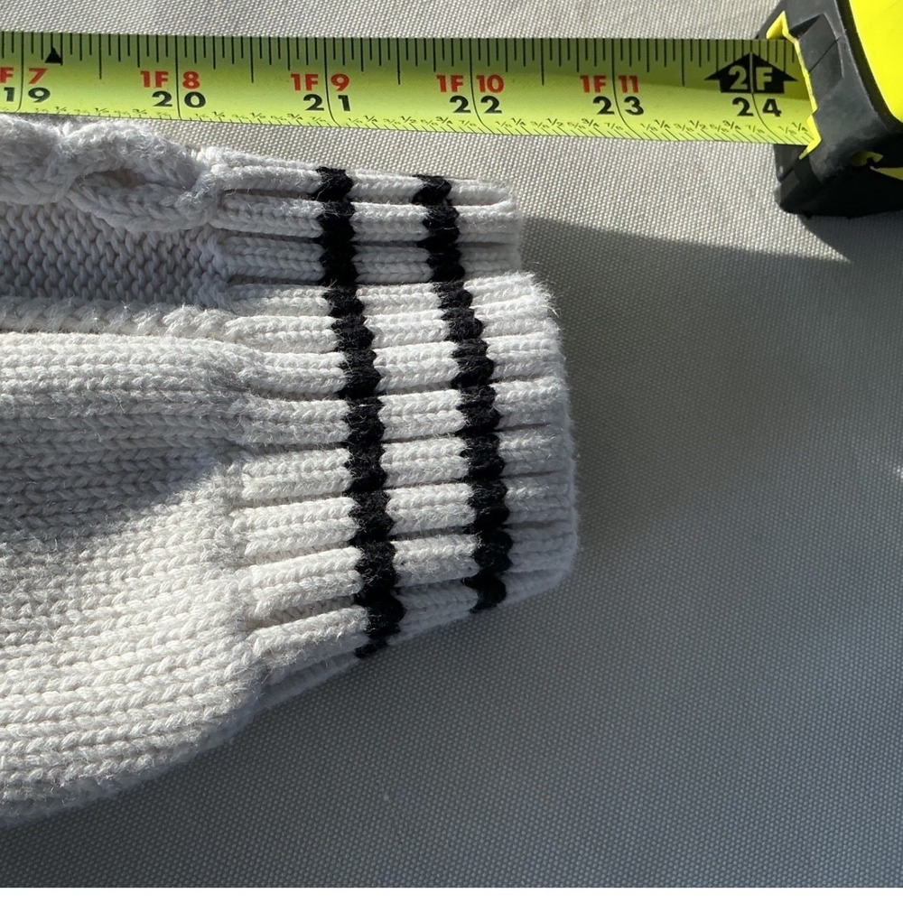 IZOD Ladies White V-Neck Cable‎ Knit Black Stripe M - Picture 6 of 9